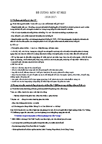 Đề cương ôn thi học kỳ II môn Lịch sử Lớp 11 - Năm học 2016-2017